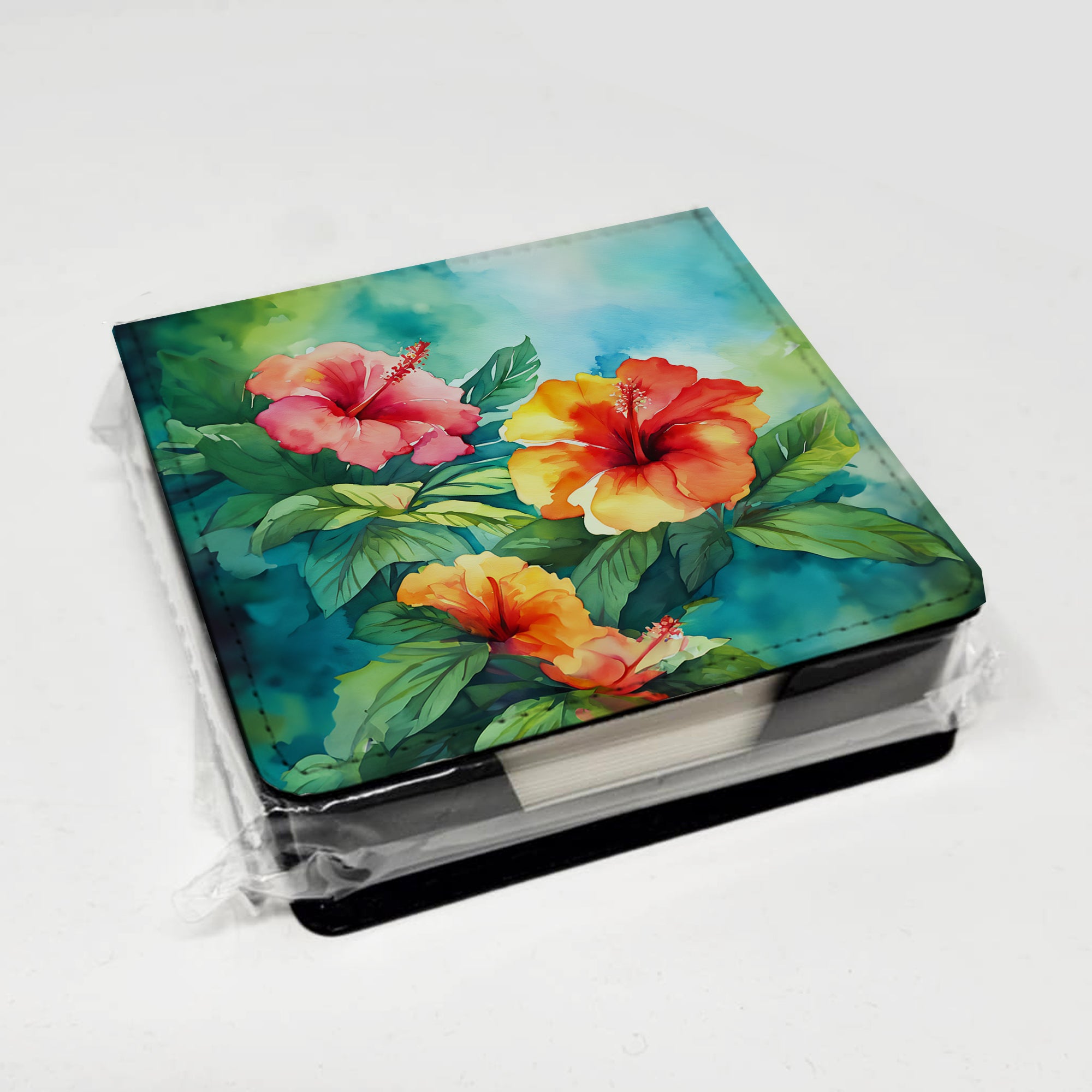 Caroline's Treasures Hawaii Hawaiian Hibiscus in Watercolor PU Leather Note Paper Holder