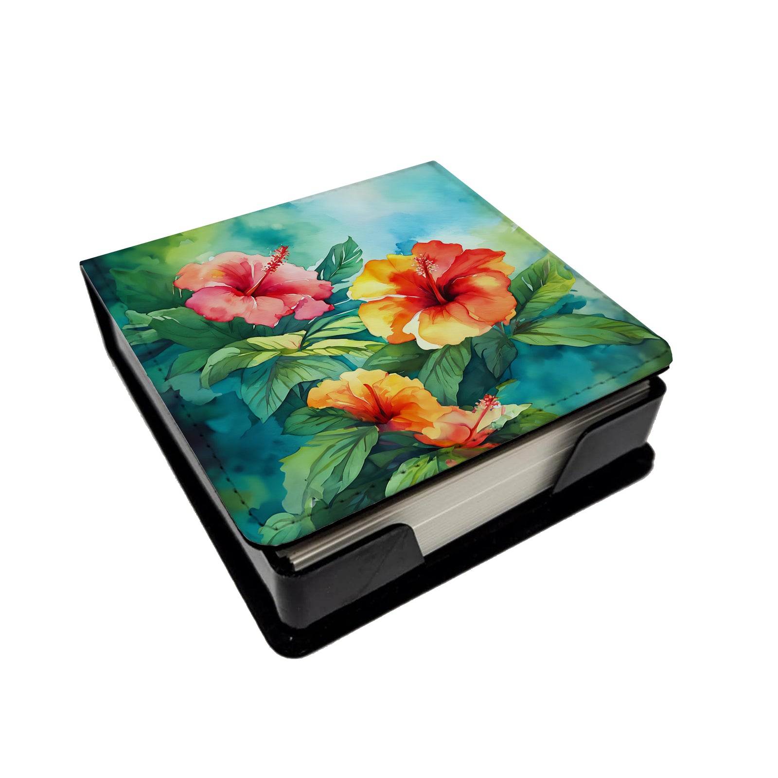 Caroline's Treasures Hawaii Hawaiian Hibiscus in Watercolor PU Leather Note Paper Holder