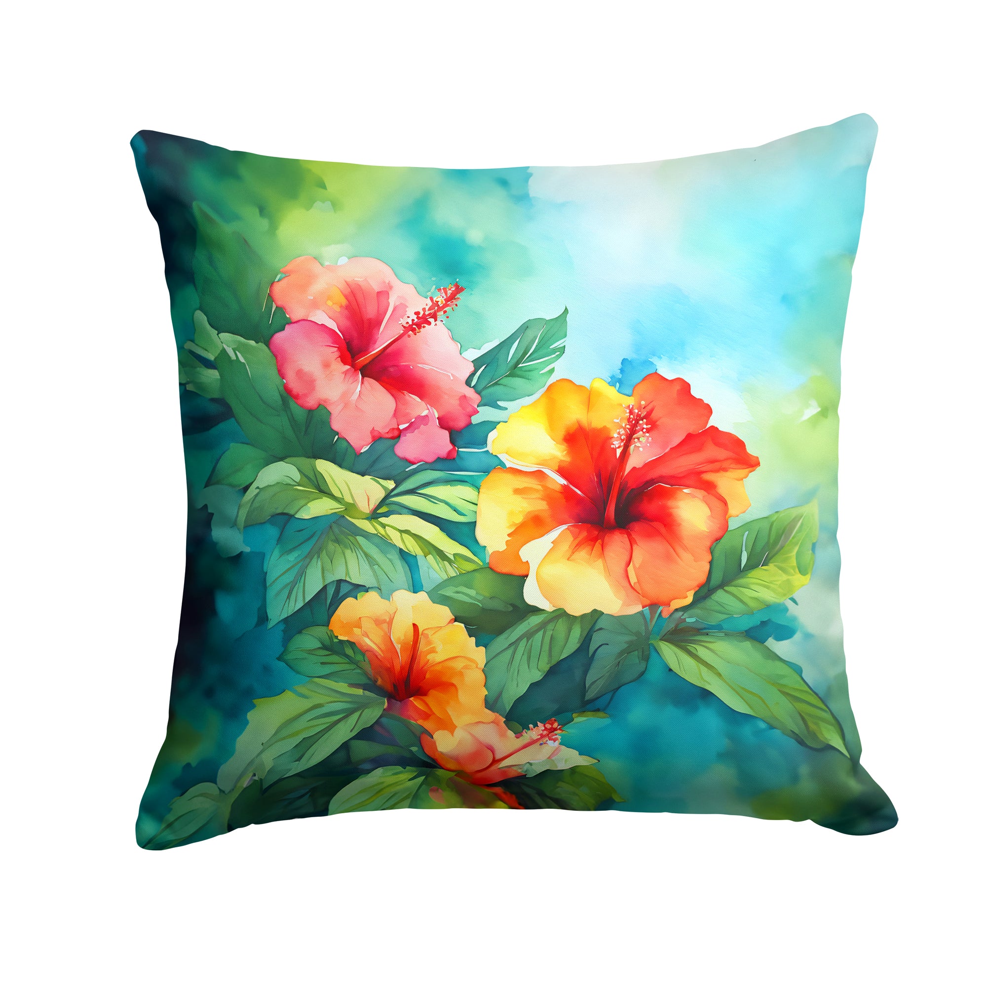 Caroline's Treasures Hawaii Hawaiian Hibiscus in Watercolor Throw Pillow