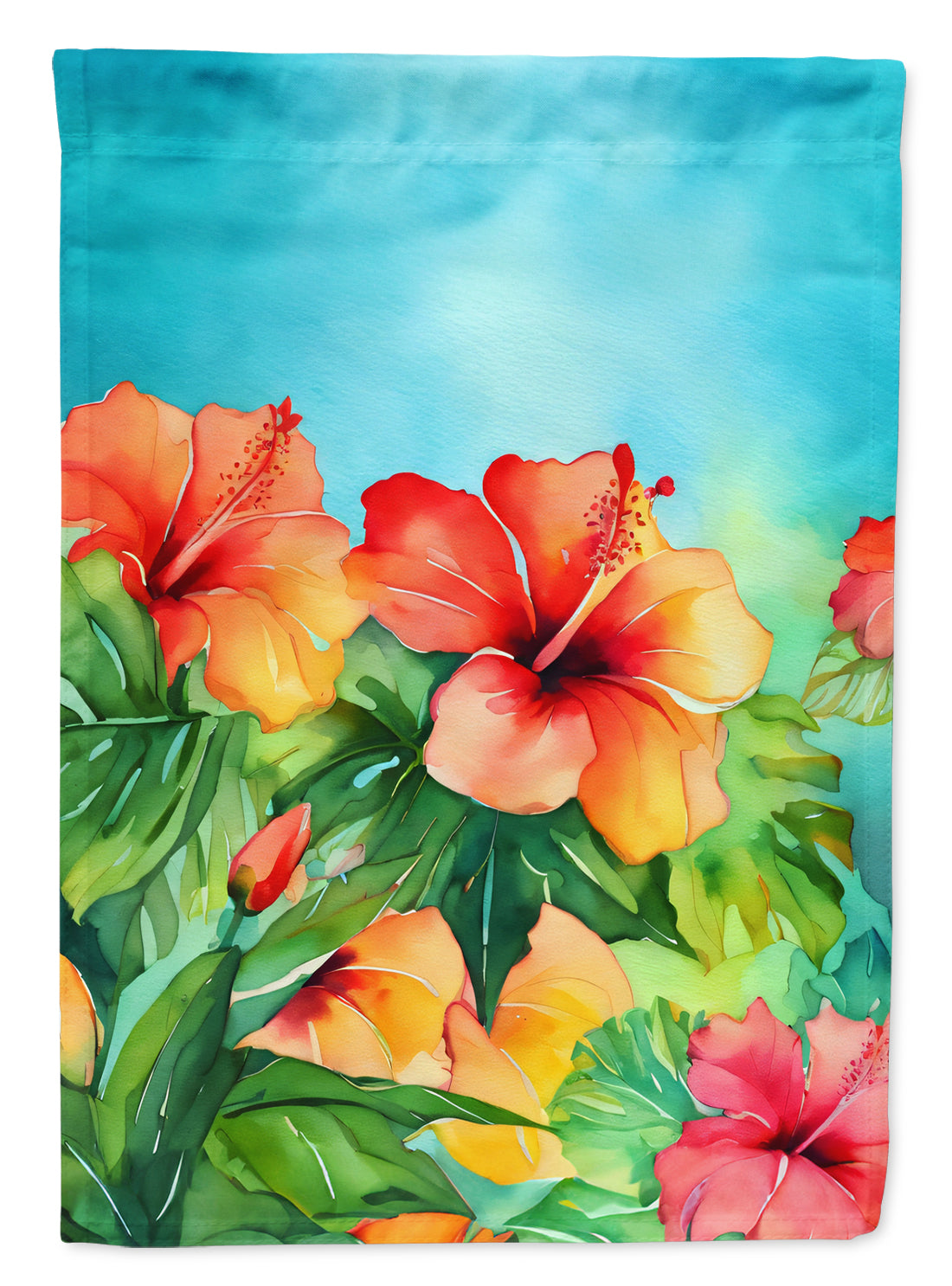 Buy this Hawaii Hawaiian Hibiscus in Watercolor House Flag