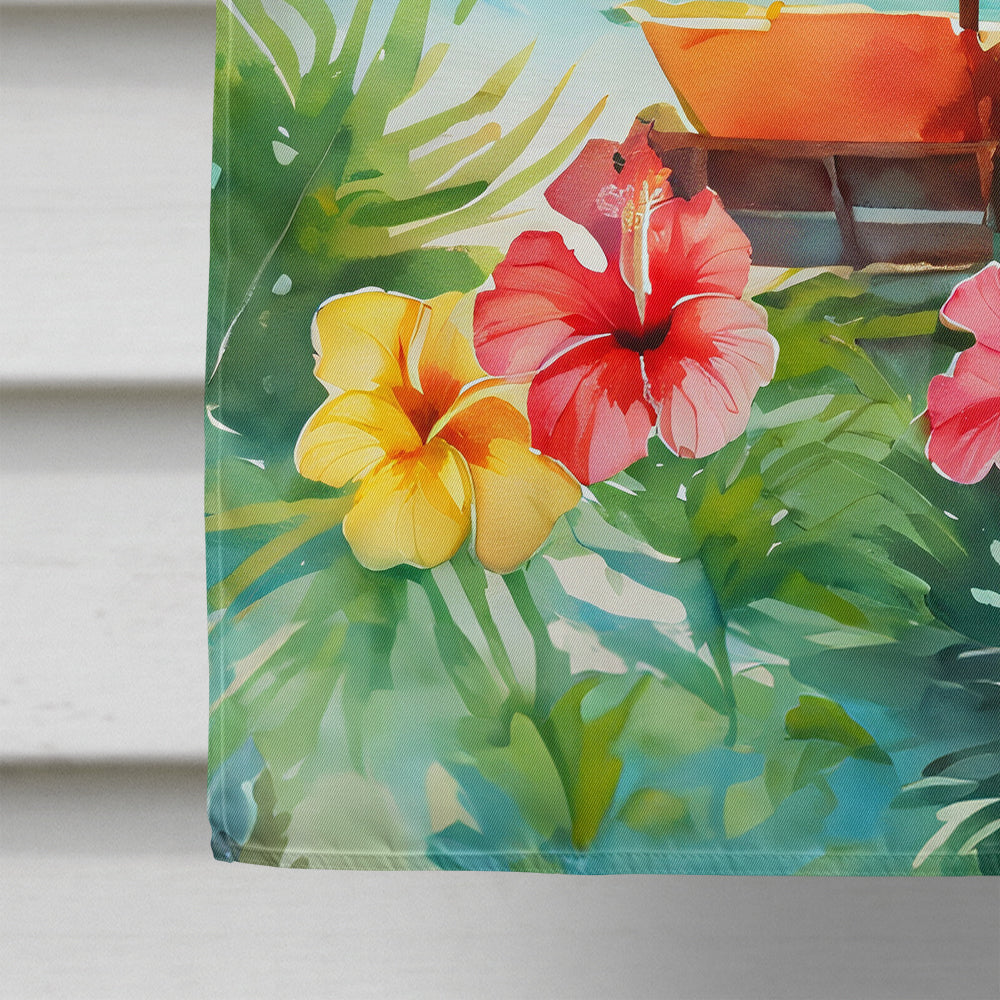 Hawaii Hawaiian Hibiscus in Watercolor House Flag