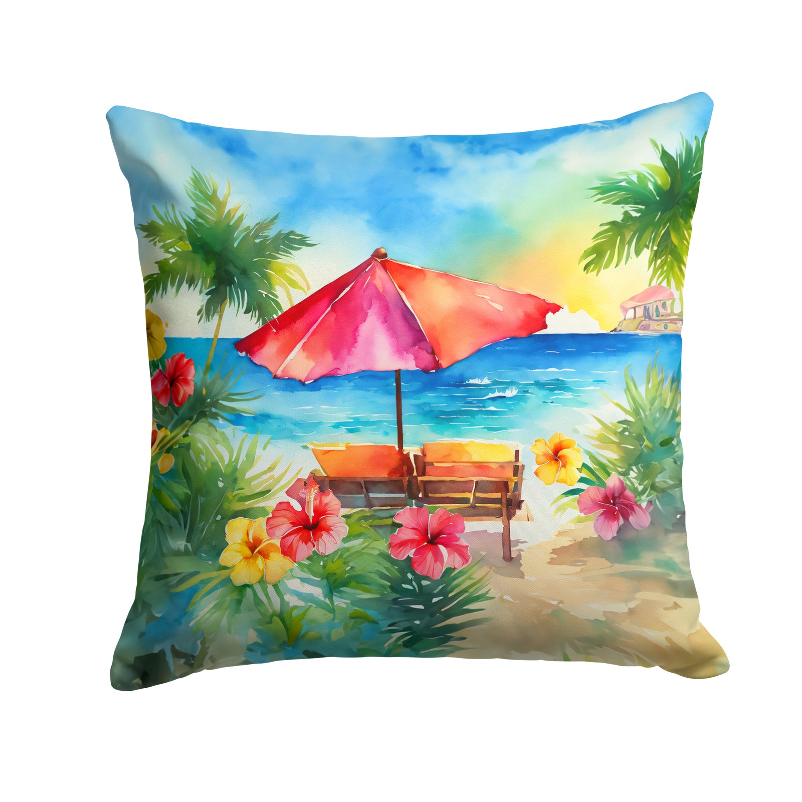 Caroline's Treasures Hawaii Hawaiian Hibiscus in Watercolor Throw Pillow