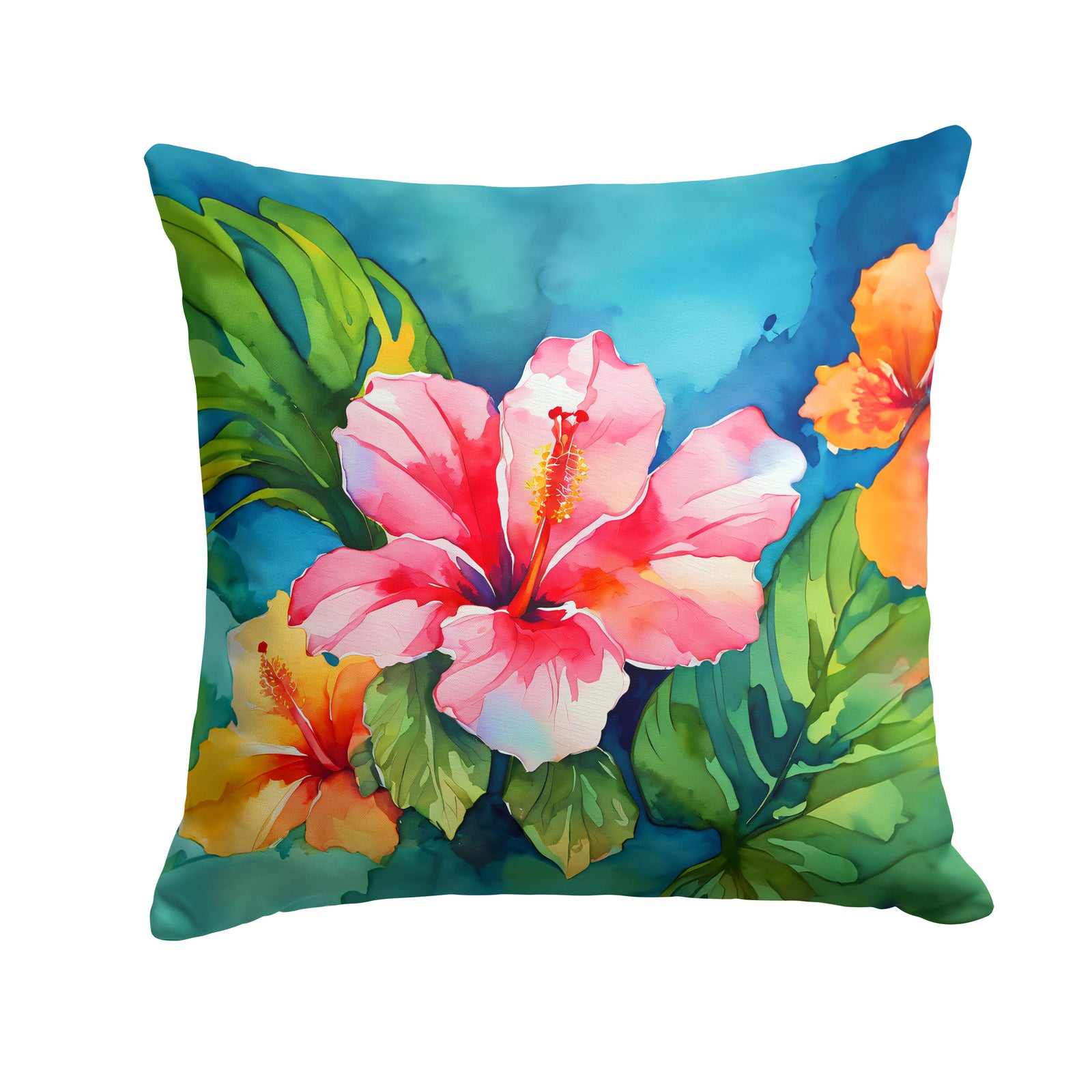Caroline's Treasures Hawaii Hawaiian Hibiscus in Watercolor Throw Pillow