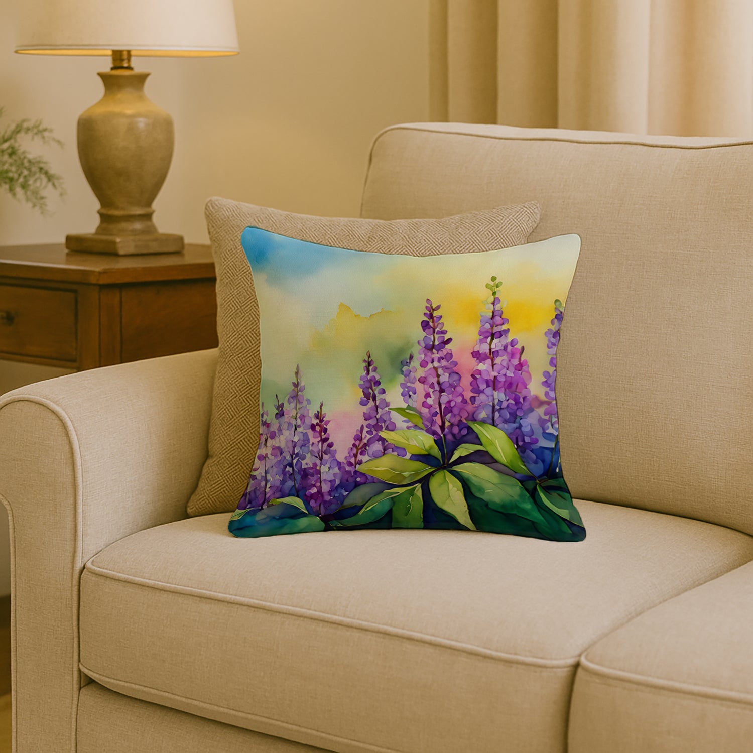 Caroline's Treasures Idaho Syringa in Watercolor Throw Pillow
