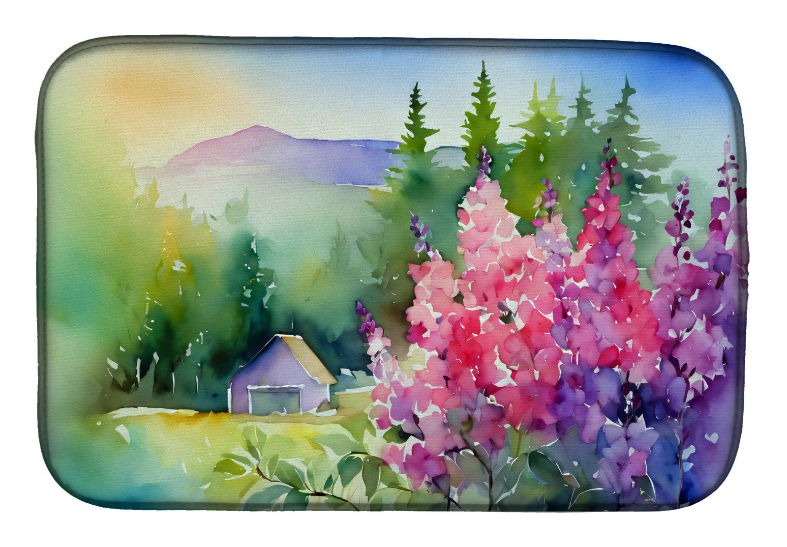 Caroline's Treasures Idaho Syringa in Watercolor Dish Drying Mat