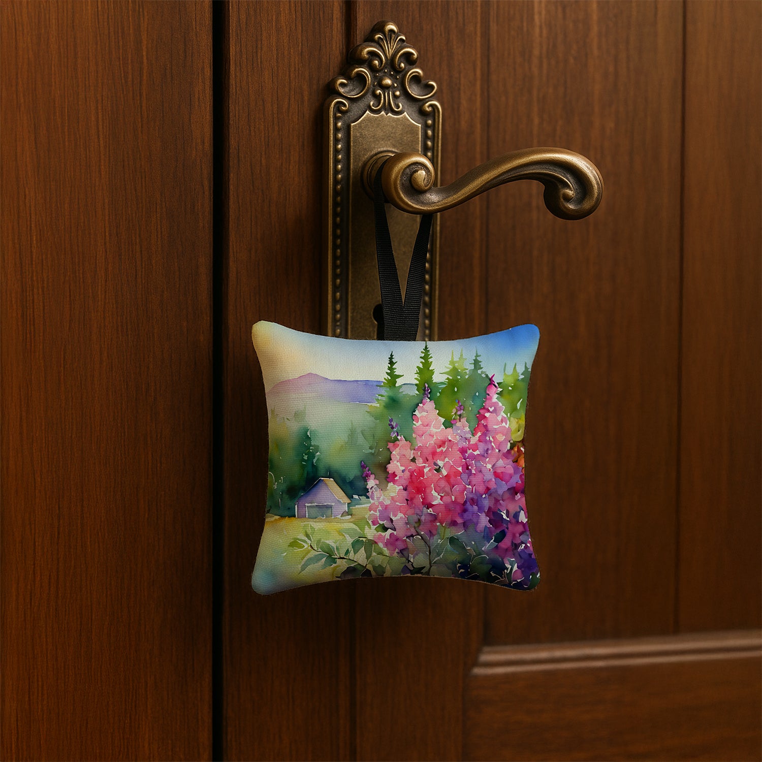 Caroline's Treasures Idaho Syringa in Watercolor Hanging Square Fabric Ornament 3.5 × 3.5