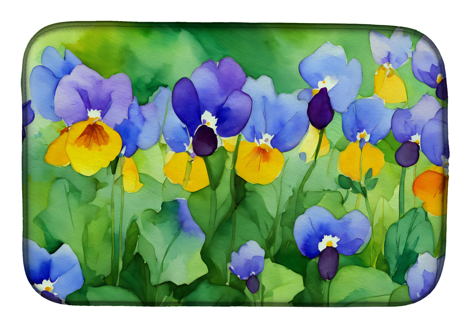Caroline's Treasures Illinois Violet in Watercolor Dish Drying Mat