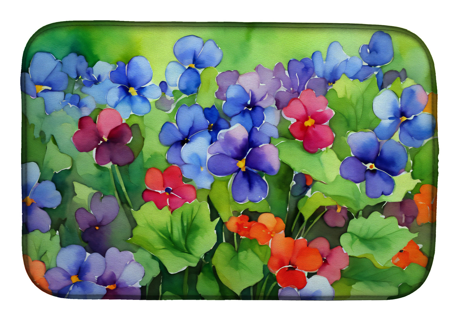 Caroline's Treasures Illinois Violet in Watercolor Dish Drying Mat