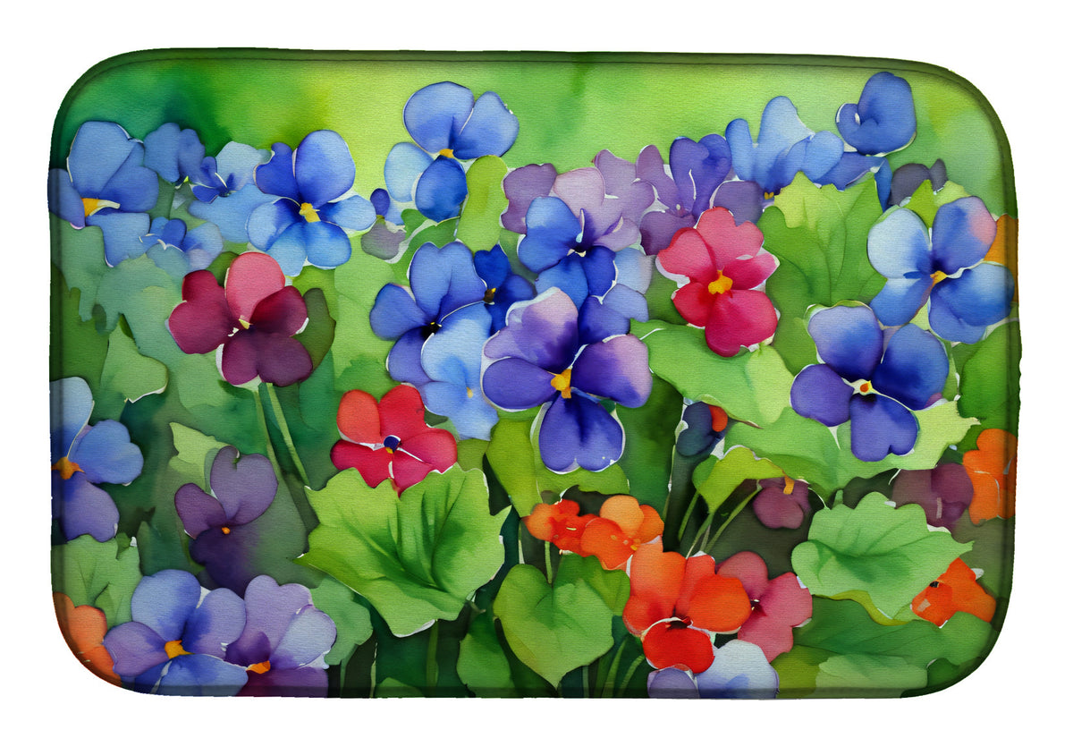 Caroline's Treasures Illinois Violet in Watercolor Dish Drying Mat