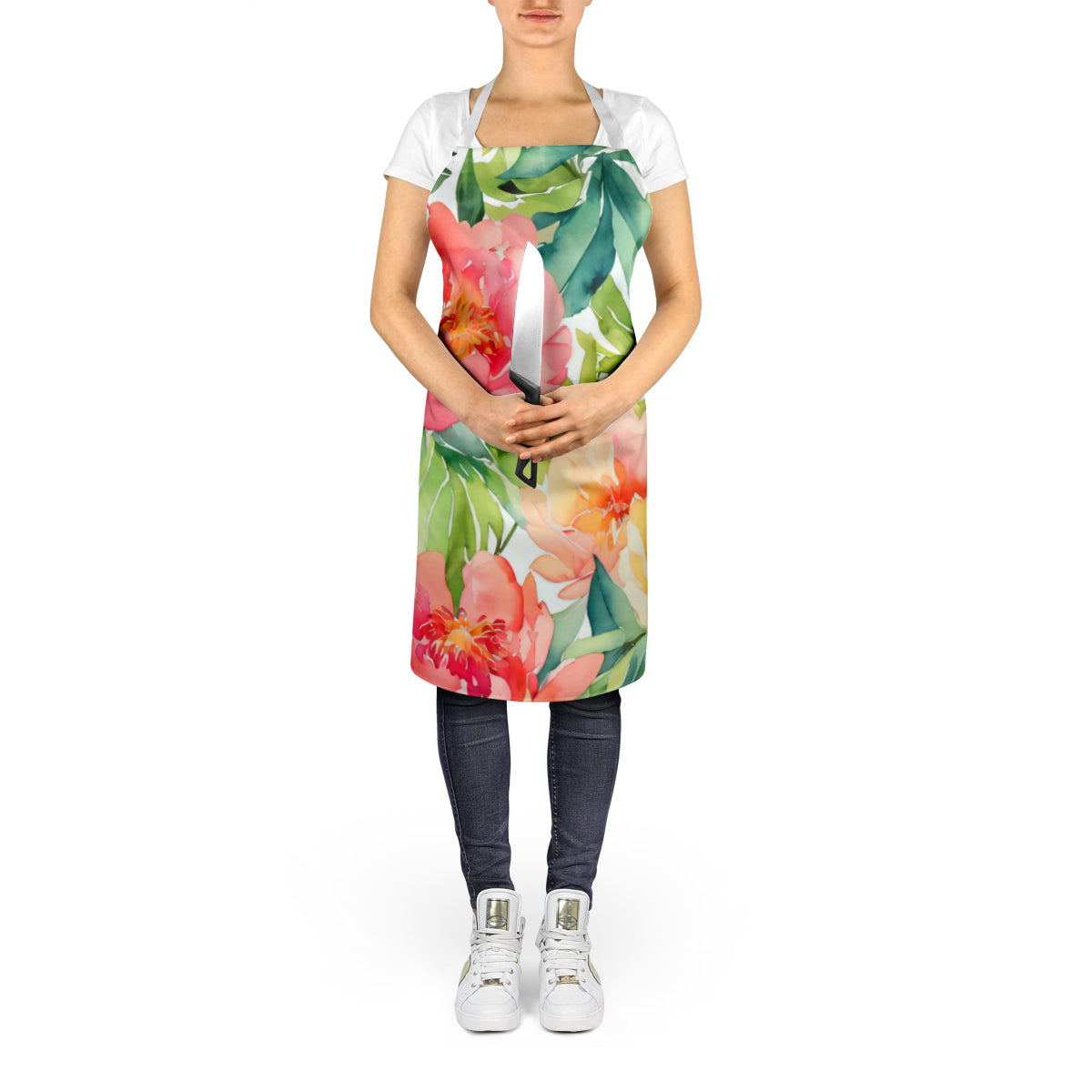 Indiana Peonies in Watercolor Apron