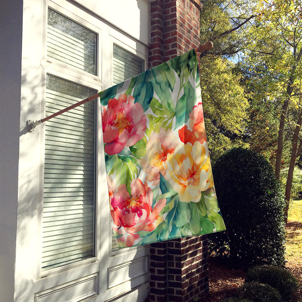 Indiana Peonies in Watercolor House Flag