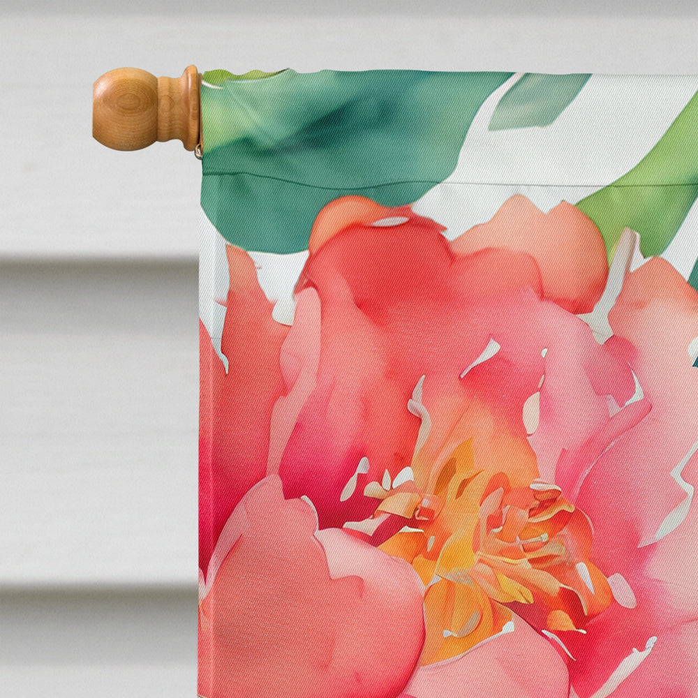 Indiana Peonies in Watercolor House Flag