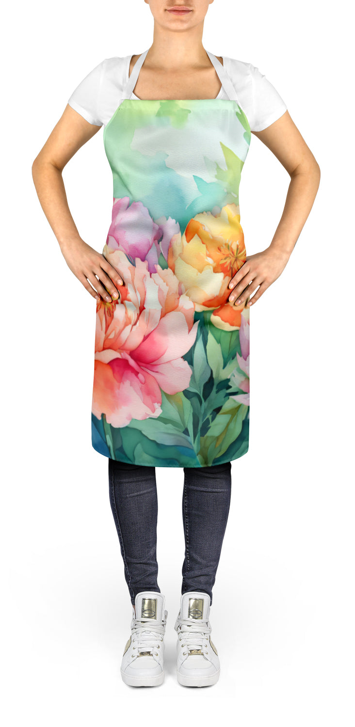 Indiana Peonies in Watercolor Apron