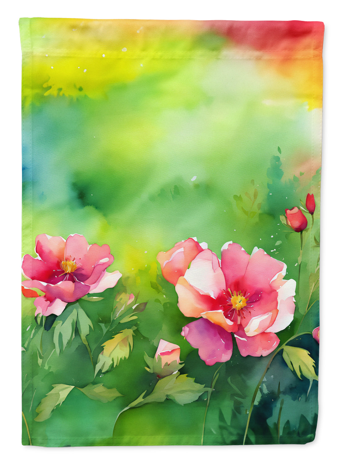 Buy this Iowa Wild Prairie Roses in Watercolor Garden Flag