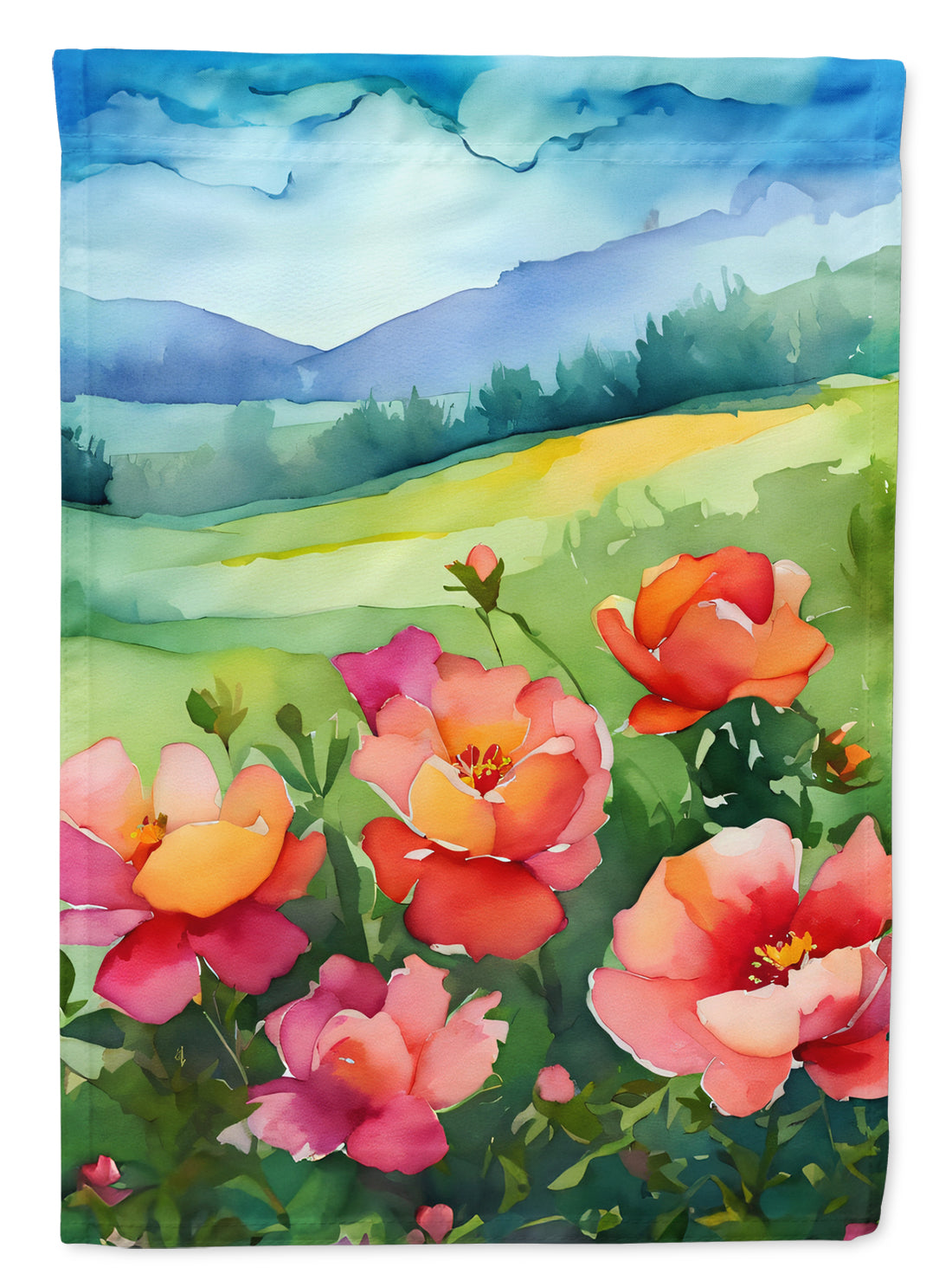 Buy this Iowa Wild Prairie Roses in Watercolor House Flag