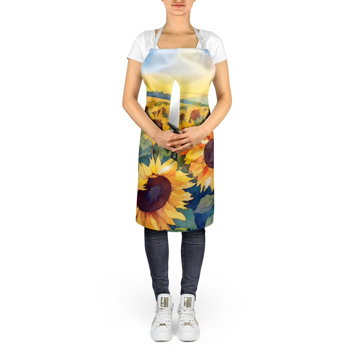 Kansas Sunflowers in Watercolor Apron