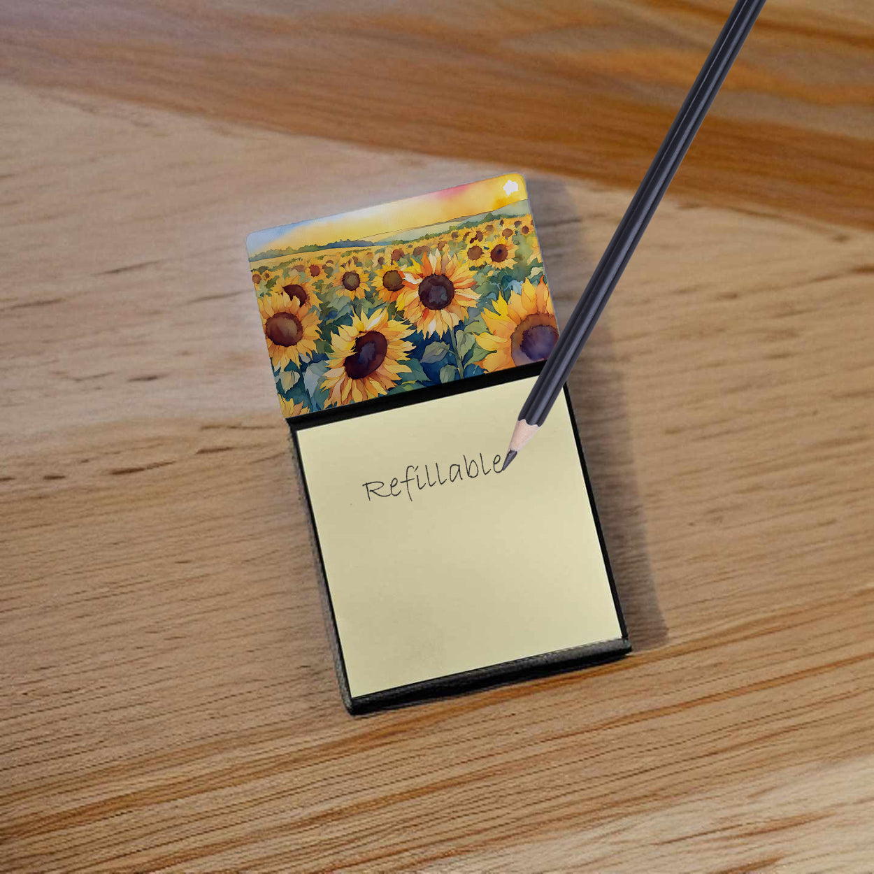 Kansas Sunflowers in Watercolor Sticky Note Holder