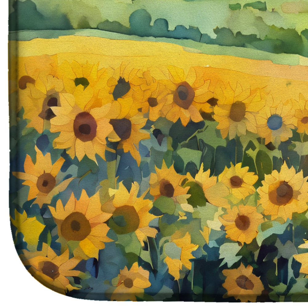 Caroline's Treasures Kansas Sunflowers in Watercolor Dish Drying Mat