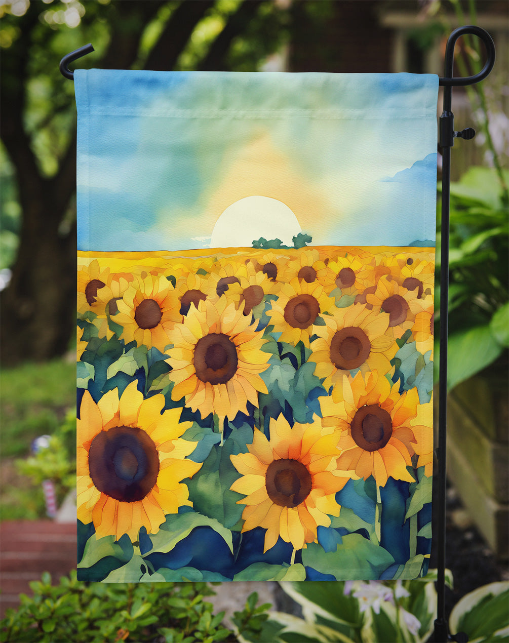 Kansas Sunflowers in Watercolor Garden Flag