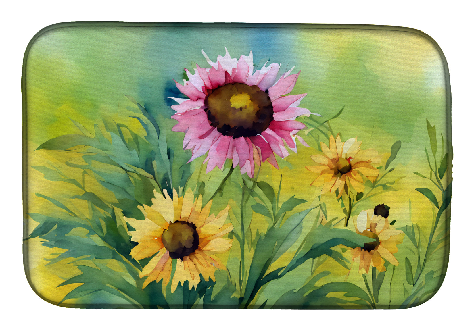 Caroline's Treasures Kentucky Goldenrod in Watercolor Dish Drying Mat
