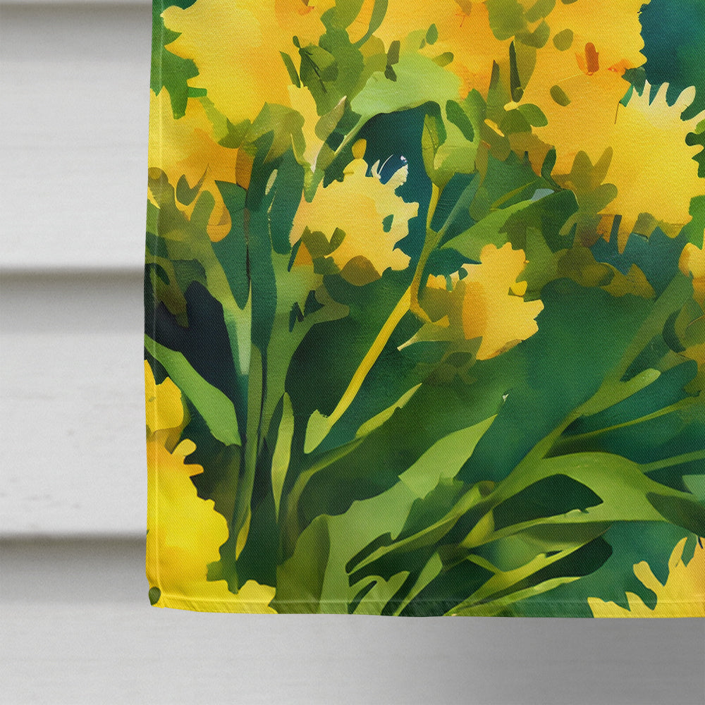 Kentucky Goldenrod in Watercolor House Flag