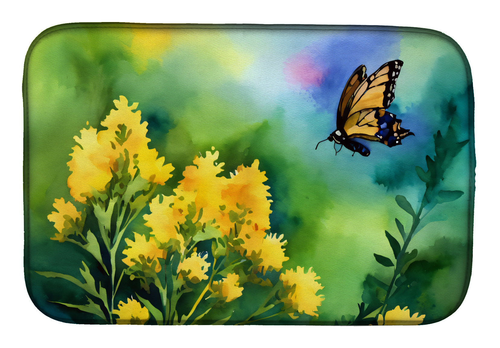 Caroline's Treasures Kentucky Goldenrod in Watercolor Dish Drying Mat
