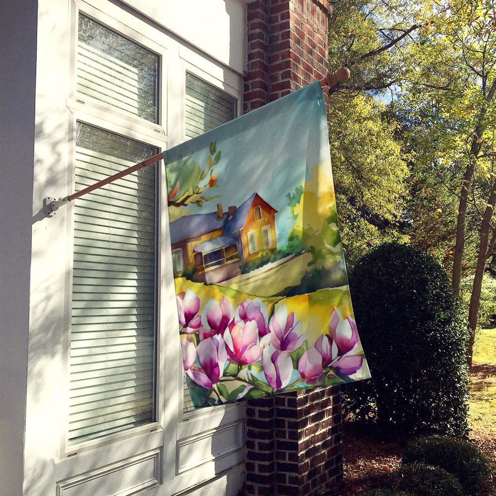 Louisiana Magnolias in Watercolor House Flag