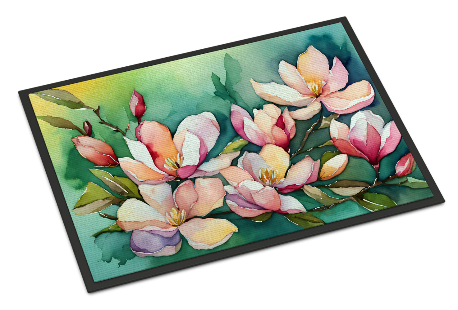 Caroline's Treasures Louisiana Magnolias in Watercolor Doormat Indoor Outdoor 24H X 36W Front Door Mat Rugs for Entryway, Non Slip Washable Low Pile,