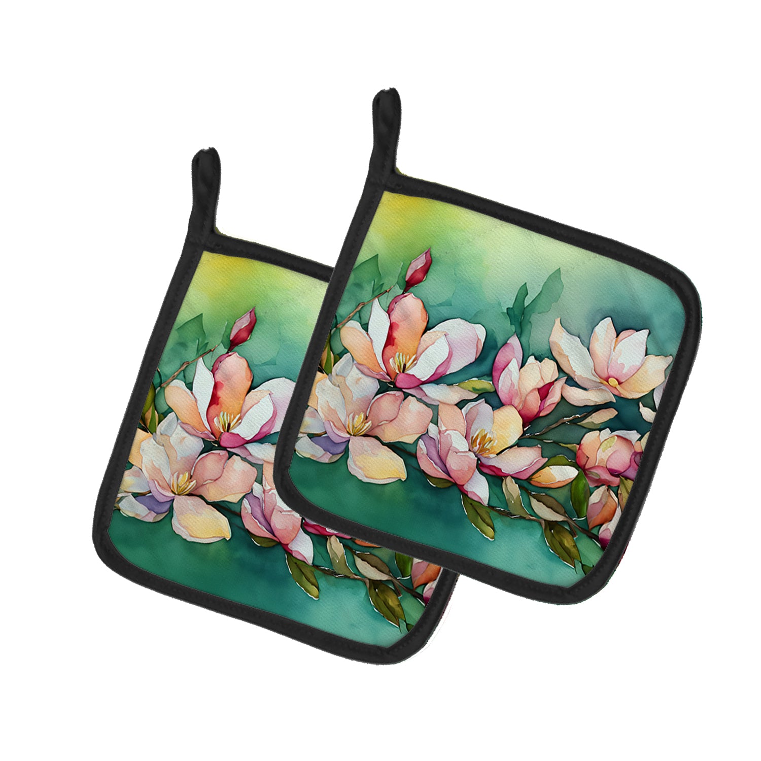 Caroline's Treasures Louisiana Magnolias in Watercolor Pair of Pot Holders