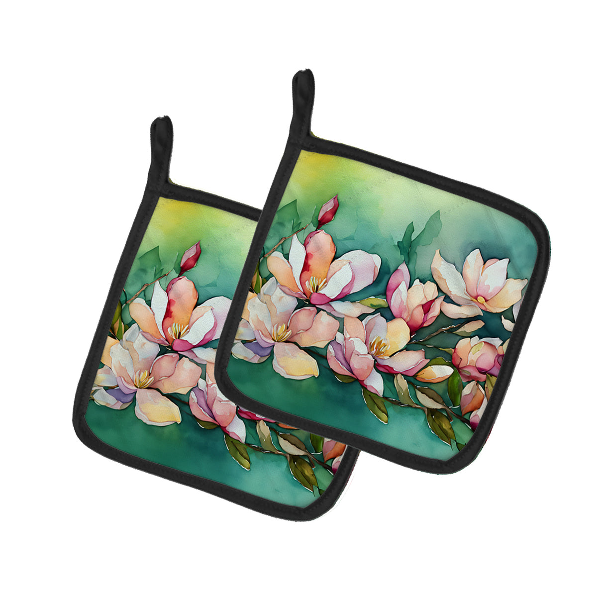 Caroline's Treasures Louisiana Magnolias in Watercolor Pair of Pot Holders