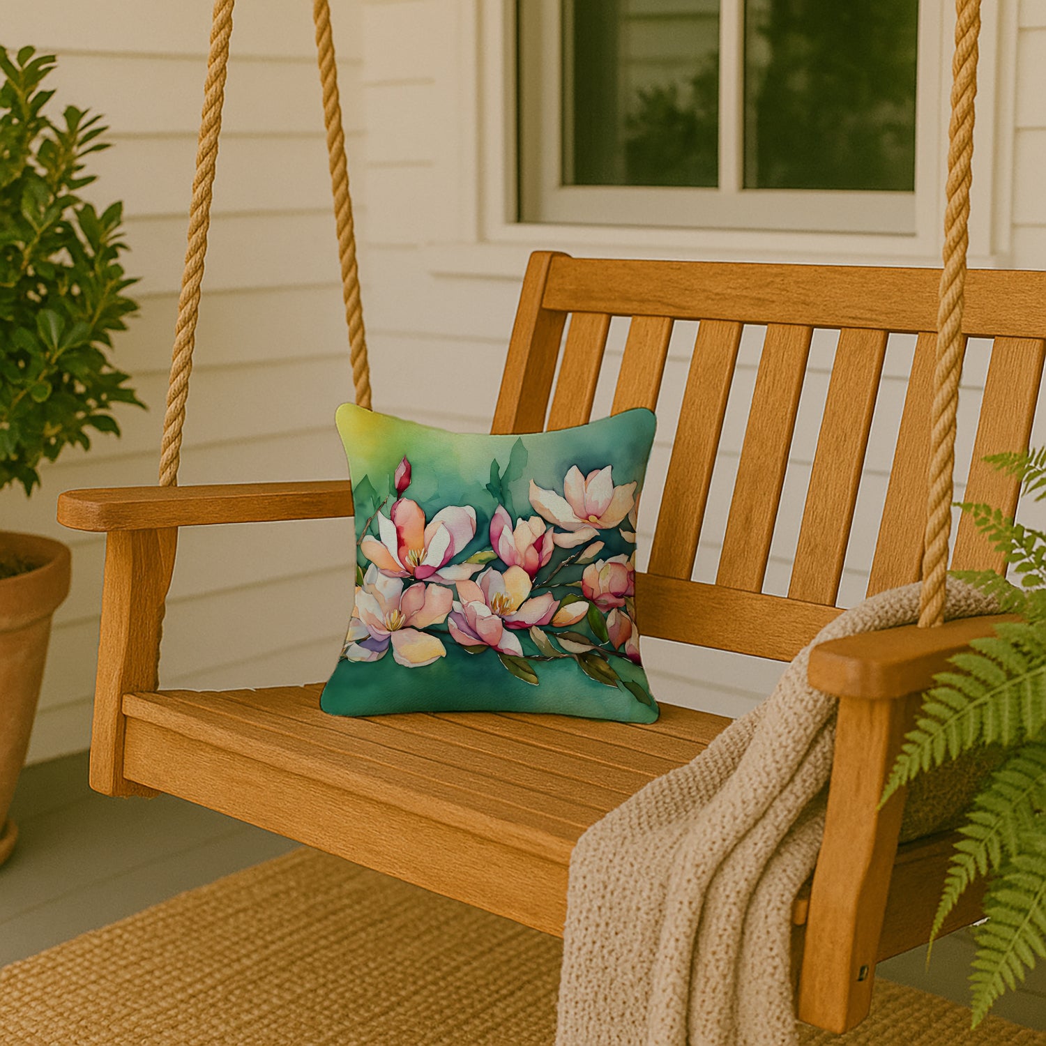 Caroline's Treasures Louisiana Magnolias in Watercolor Throw Pillow