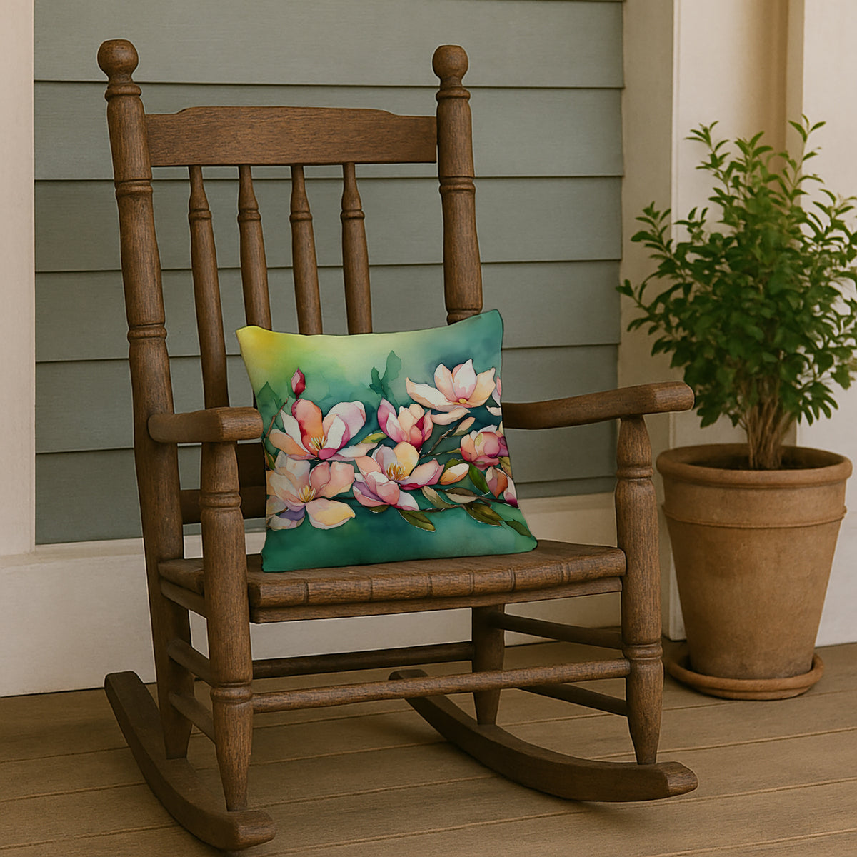 Caroline's Treasures Louisiana Magnolias in Watercolor Throw Pillow