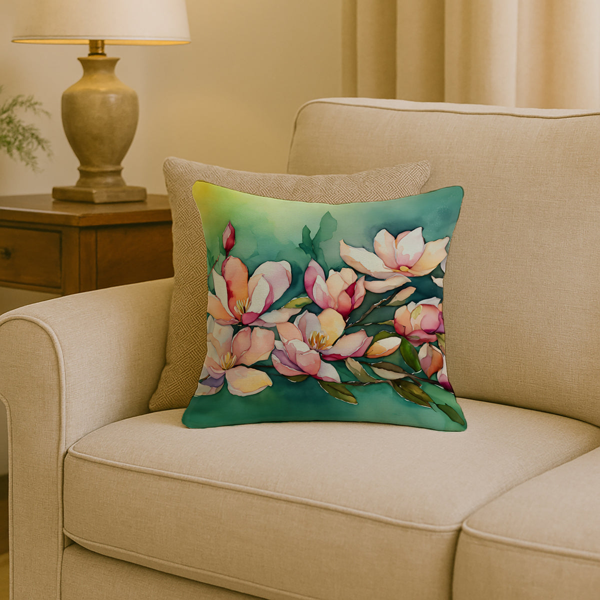 Caroline's Treasures Louisiana Magnolias in Watercolor Throw Pillow