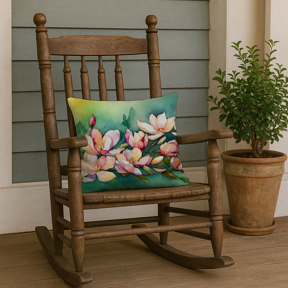 Caroline's Treasures Louisiana Magnolias in Watercolor Throw Pillow