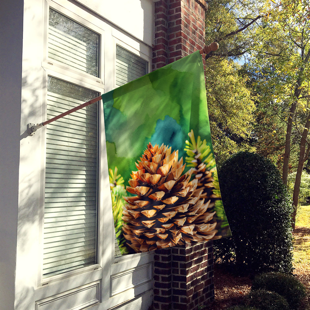 Buy this Maine White Pine Cone and Tassels in Watercolor House Flag
