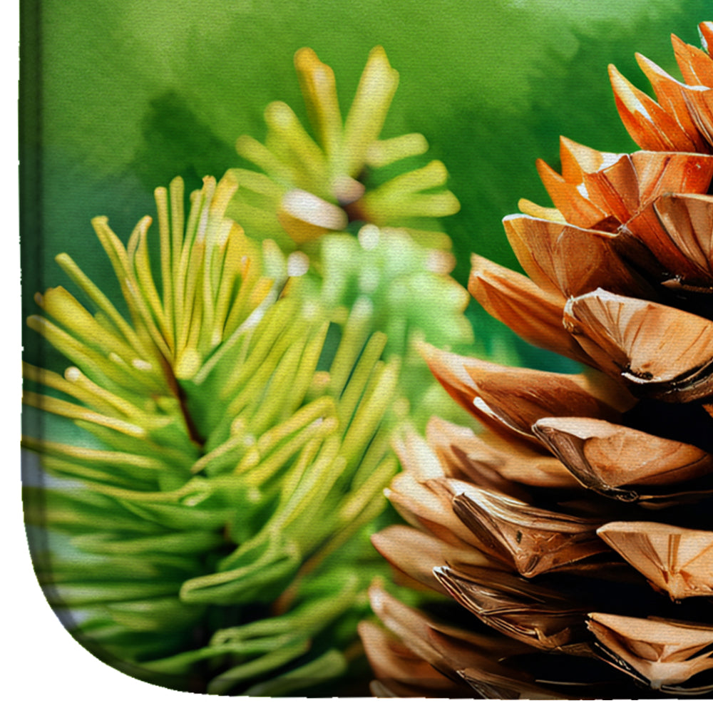 Caroline's Treasures Maine White Pine Cone and Tassels in Watercolor Dish Drying Mat