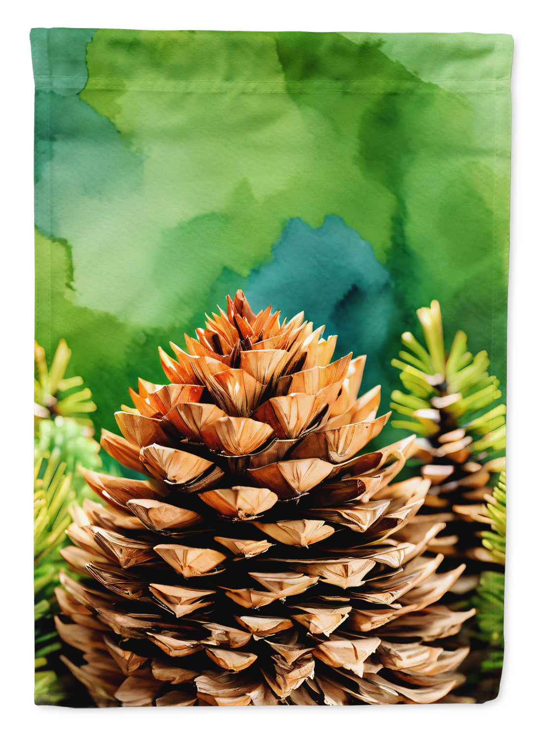 Buy this Maine White Pine Cone and Tassels in Watercolor Garden Flag