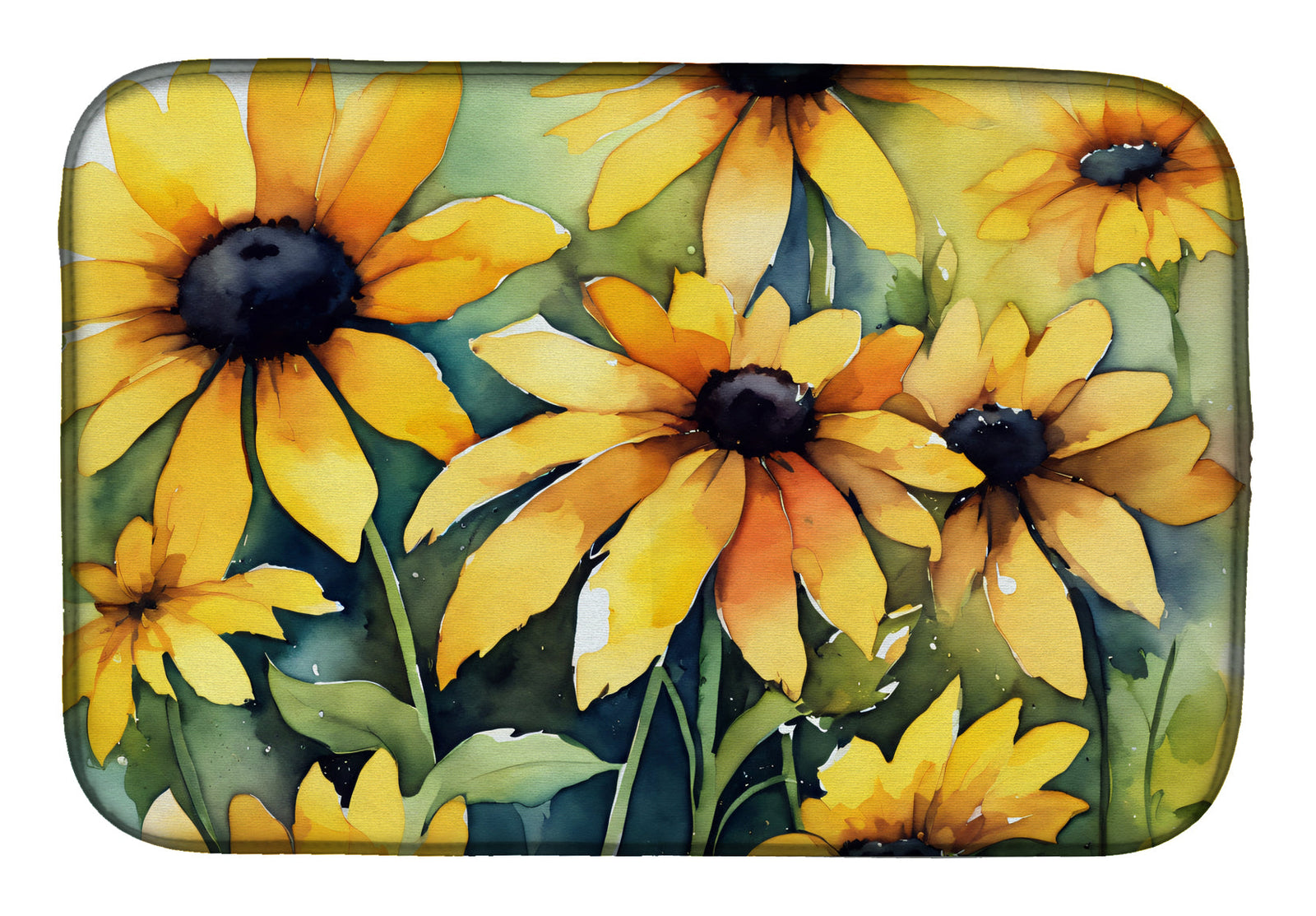 Caroline's Treasures Maryland Black-Eyed Susans in Watercolor Dish Drying Mat