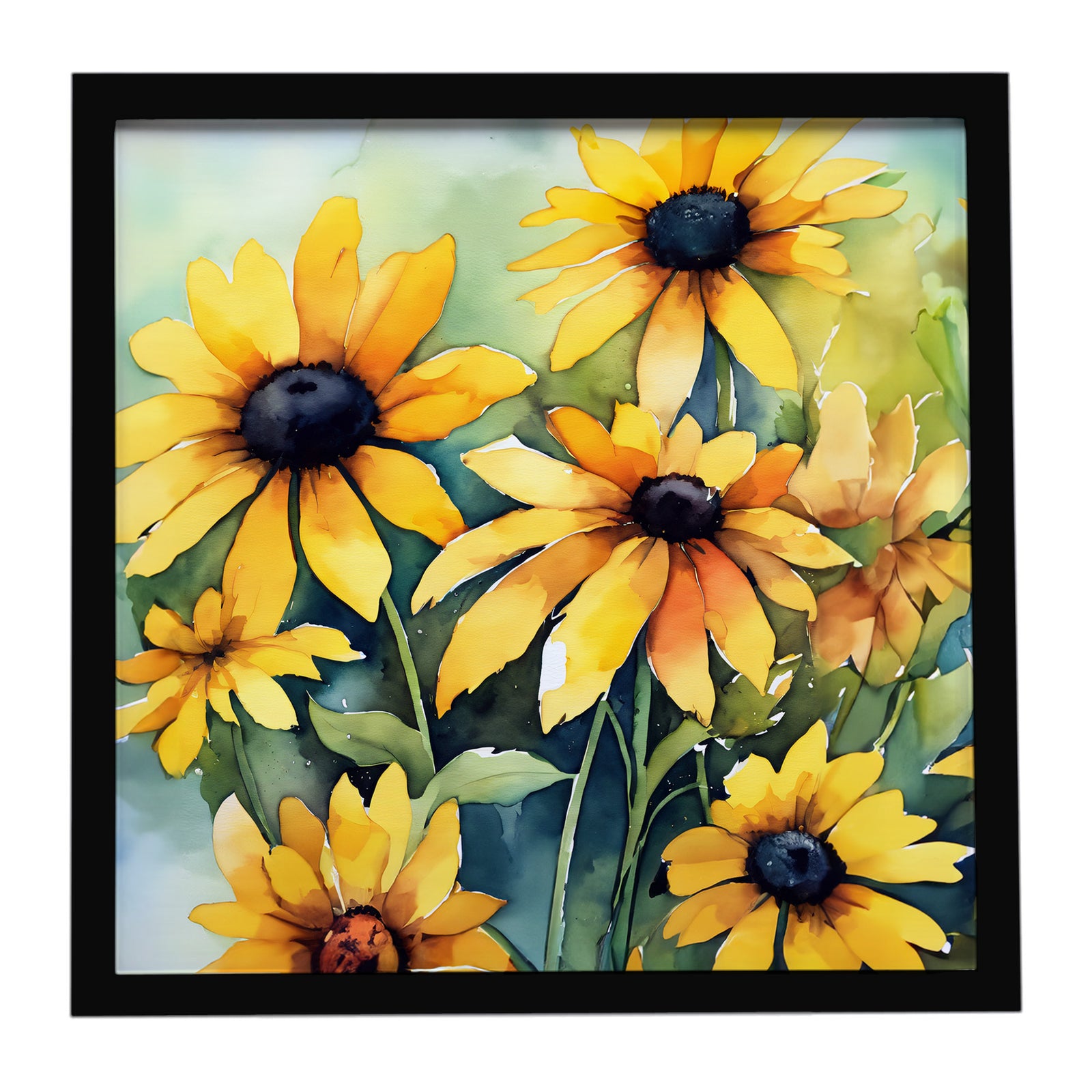 Caroline's Treasures Maryland Black-Eyed Susans in Watercolor Framed Metal Print