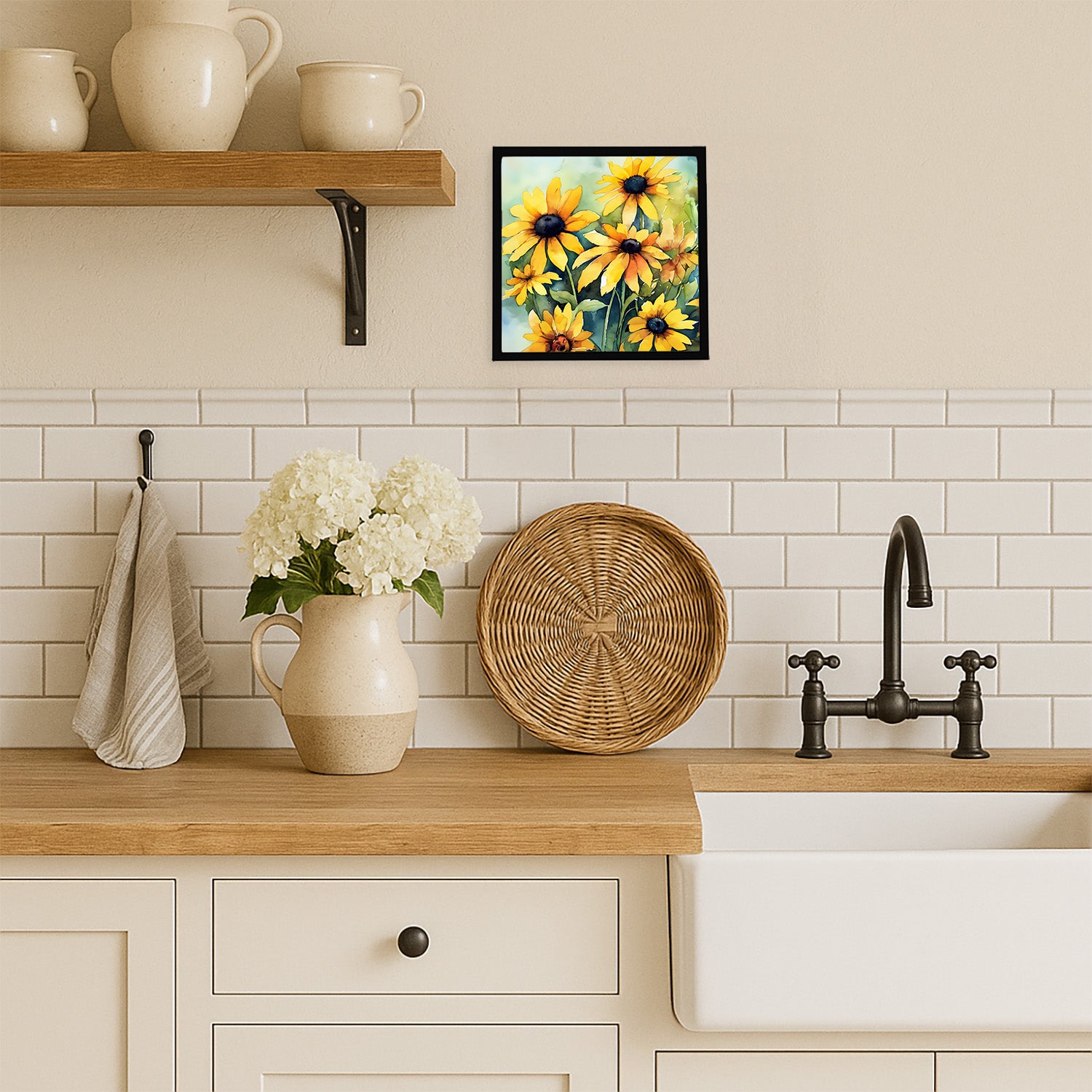 Caroline's Treasures Maryland Black-Eyed Susans in Watercolor Framed Metal Print