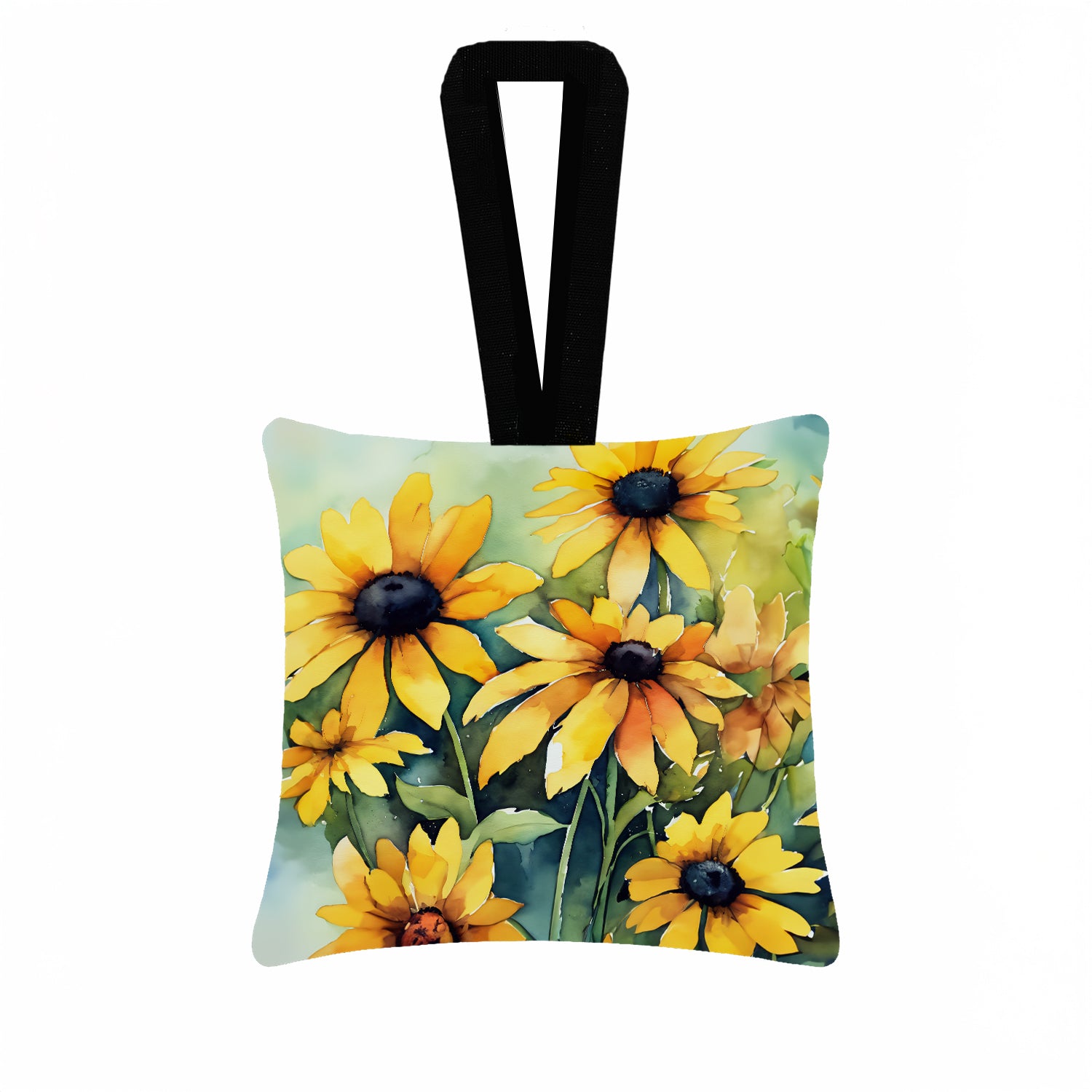 Caroline's Treasures Maryland Black-Eyed Susans in Watercolor Hanging Square Fabric Ornament 3.5 × 3.5