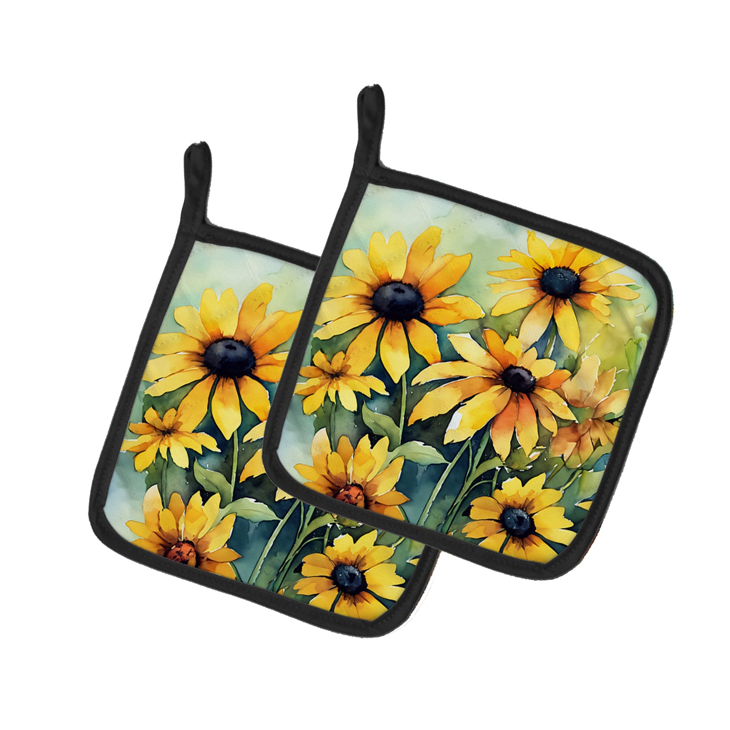 Caroline's Treasures Maryland Black-Eyed Susans in Watercolor Pair of Pot Holders