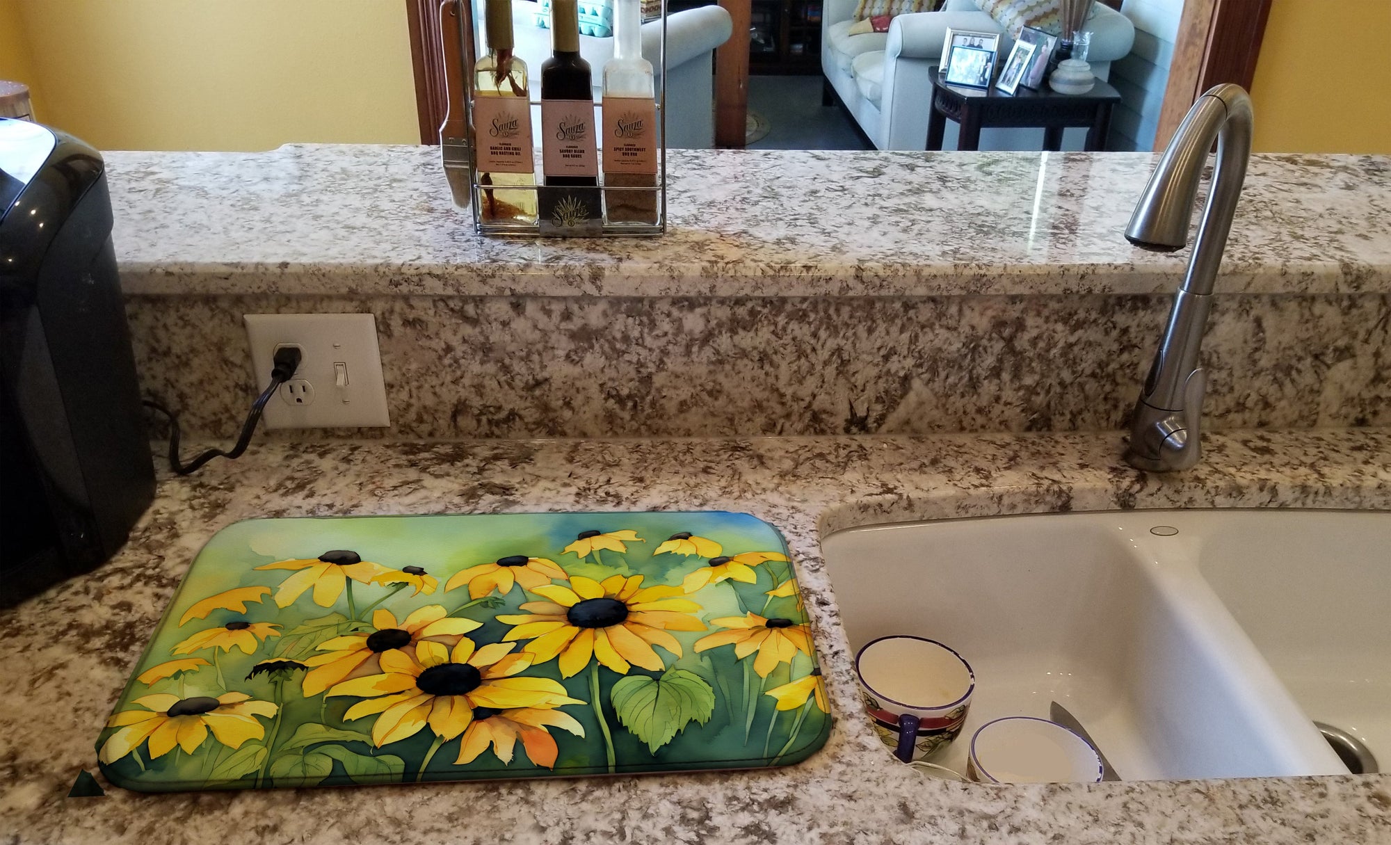 Caroline's Treasures Maryland Black-Eyed Susans in Watercolor Dish Drying Mat