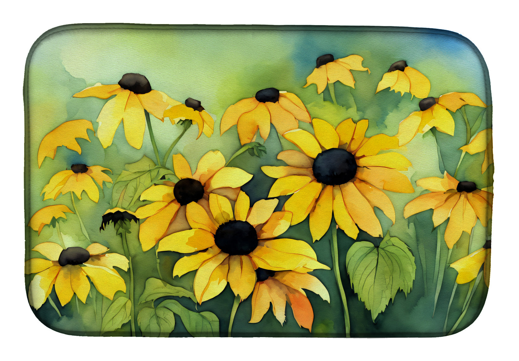 Caroline's Treasures Maryland Black-Eyed Susans in Watercolor Dish Drying Mat