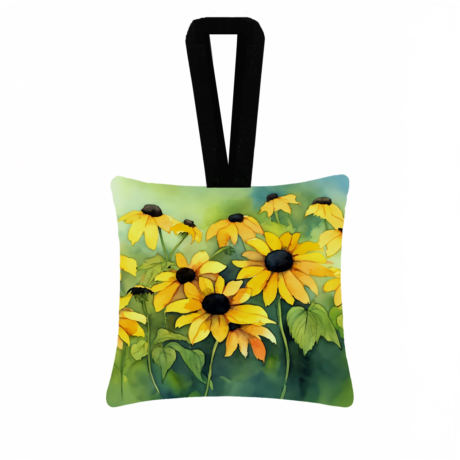 Caroline's Treasures Maryland Black-Eyed Susans in Watercolor Hanging Square Fabric Ornament 3.5 × 3.5