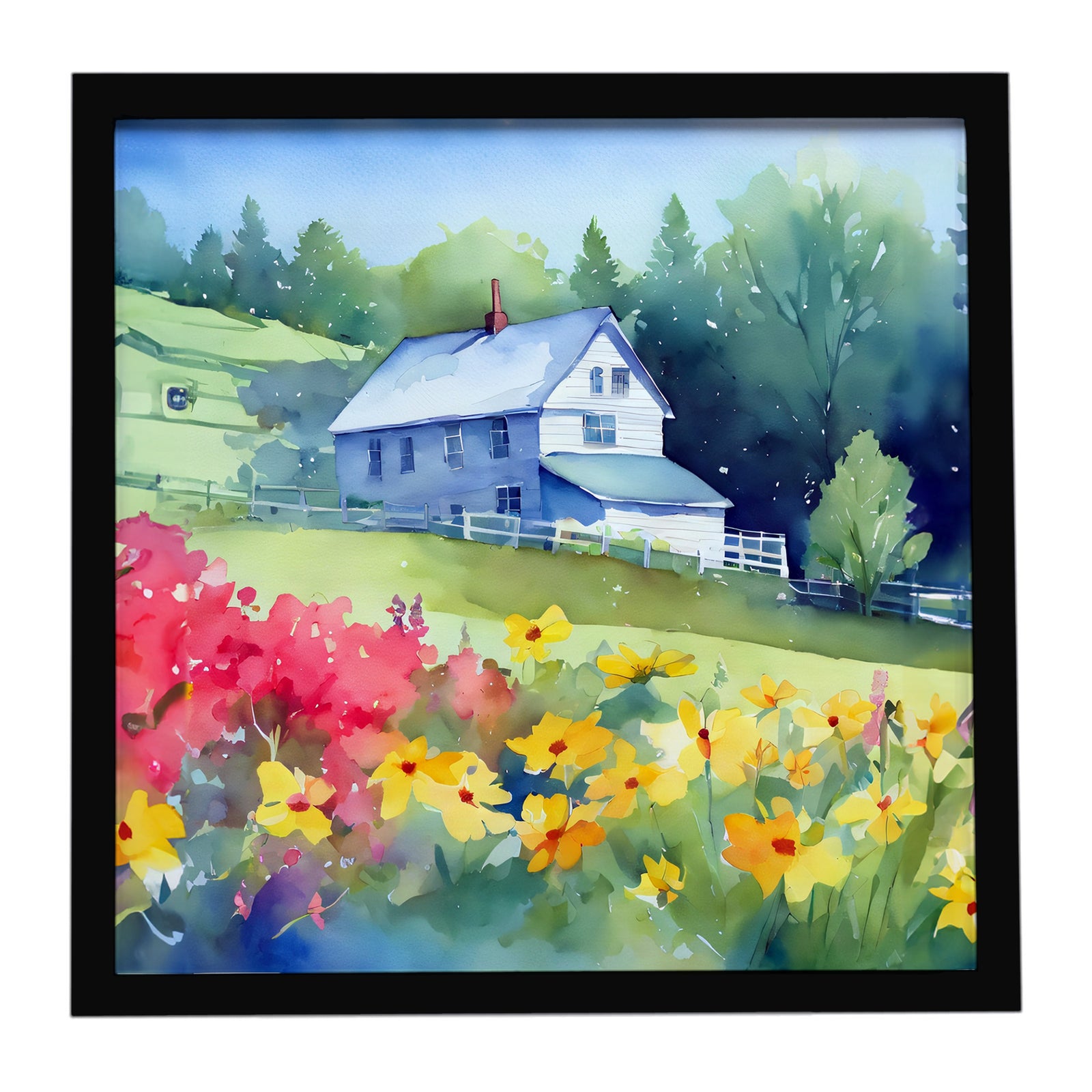 Caroline's Treasures Massachusetts Mayflowers in Watercolor Framed Metal Print