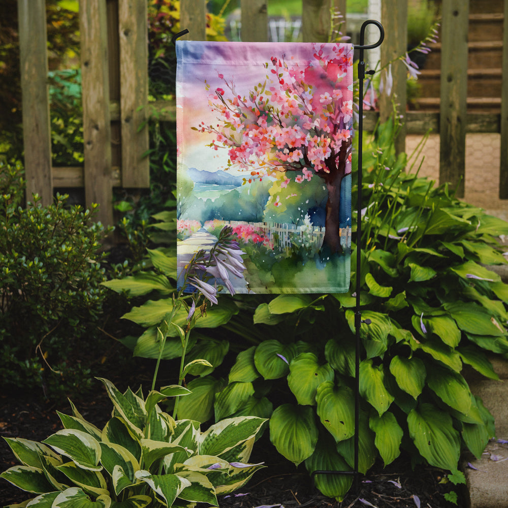 Caroline's Treasures Michigan Apple Blossoms in Watercolor Garden Flag – Outdoor Decorative Yard Flag