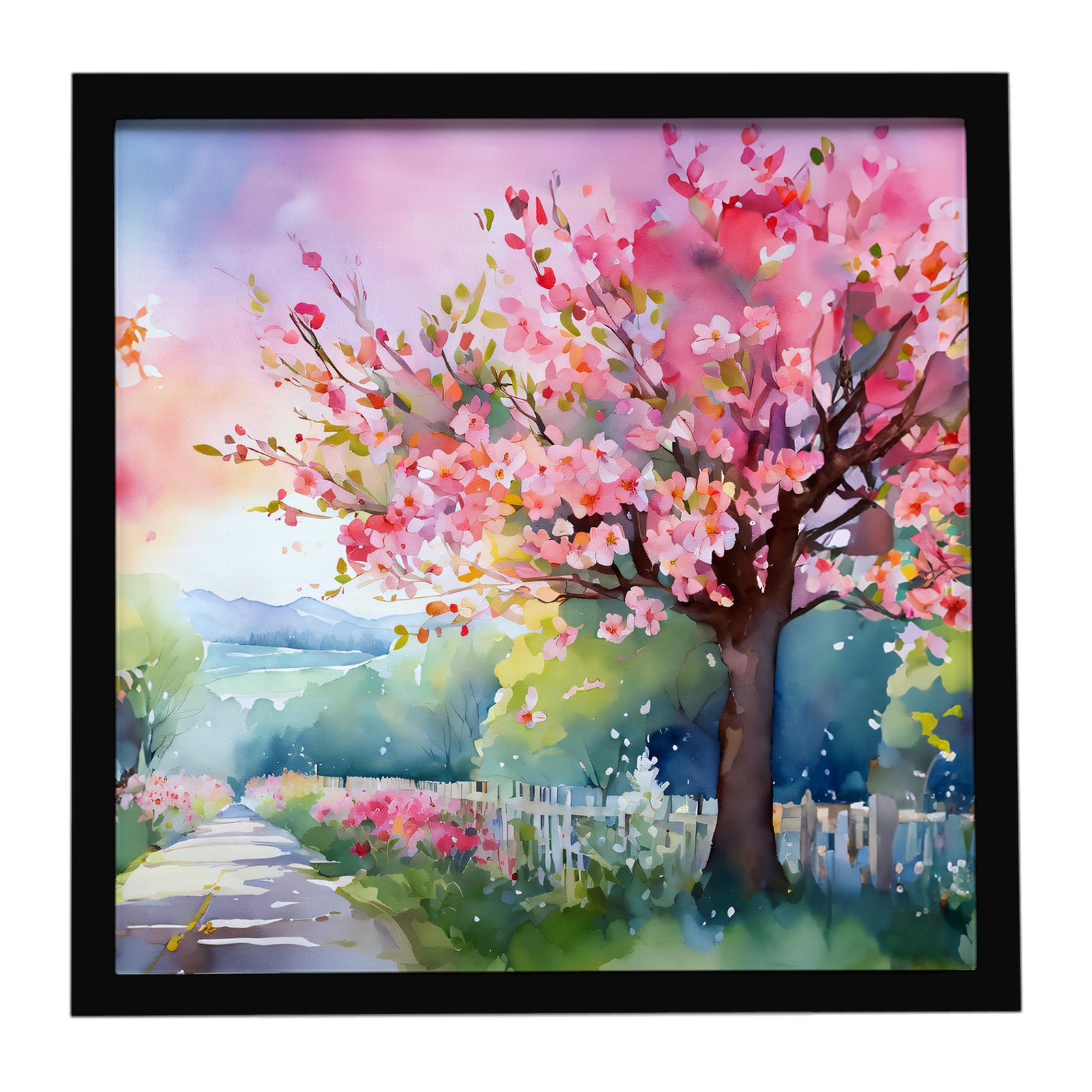 Caroline's Treasures Michigan Apple Blossoms in Watercolor Framed Metal Print