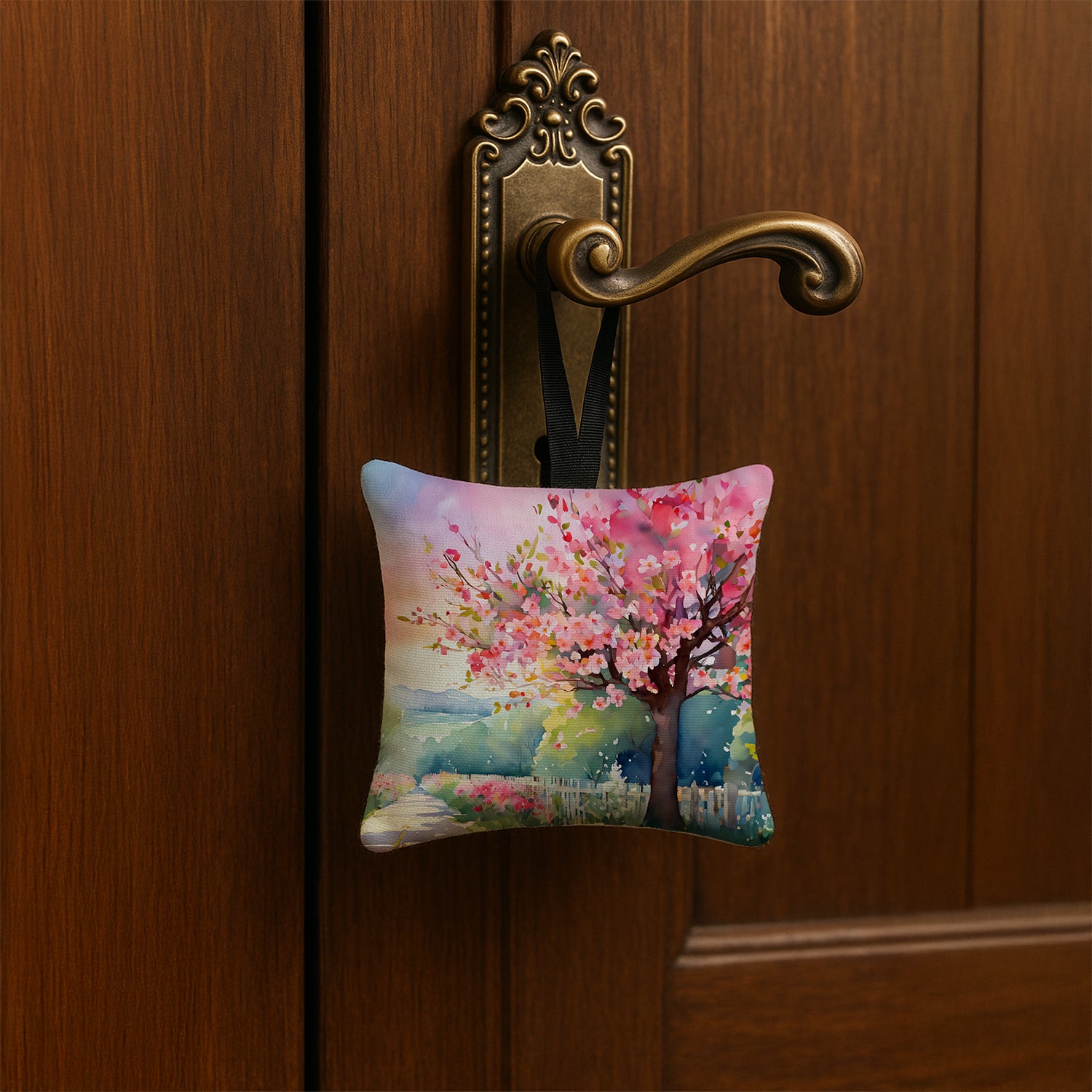 Caroline's Treasures Michigan Apple Blossoms in Watercolor Hanging Square Fabric Ornament 3.5 × 3.5