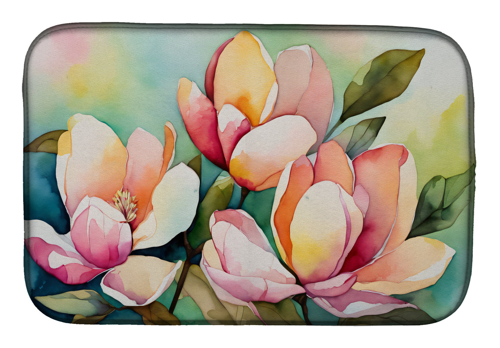 Caroline's Treasures Mississippi Magnolia in Watercolor Dish Drying Mat